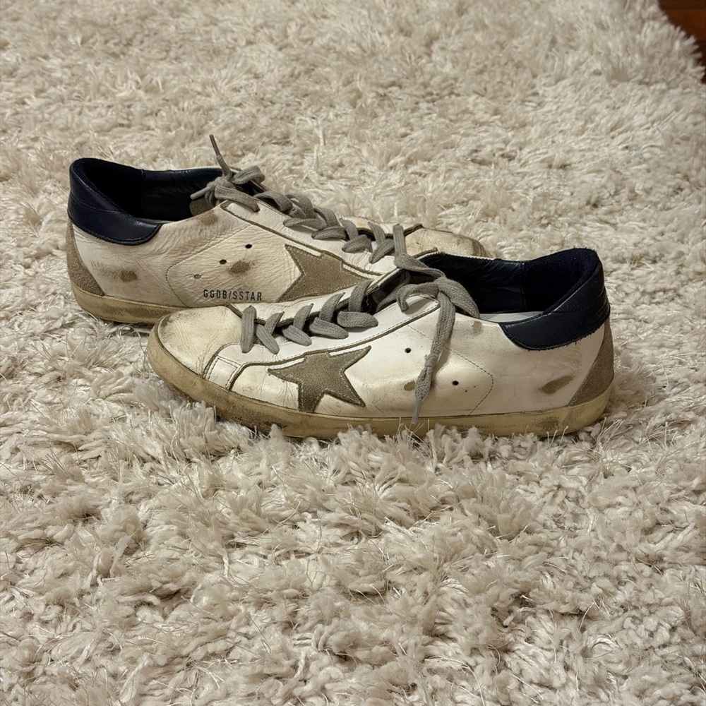 Golden Goose White and Navy Women’s Sneakers